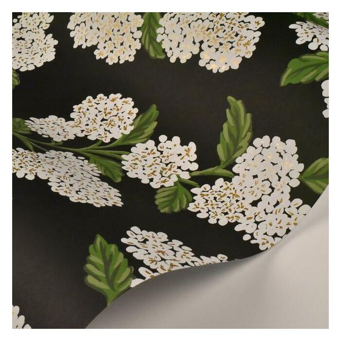 Rifle Paper Co Hydrangea Wallpaper - Black & White