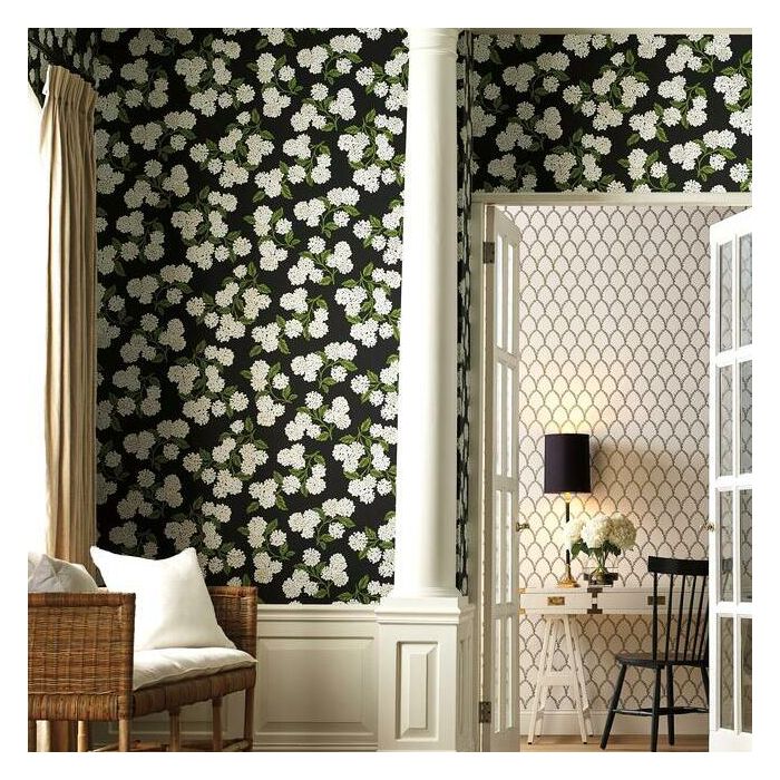 Rifle Paper Co Hydrangea Wallpaper - Black & White