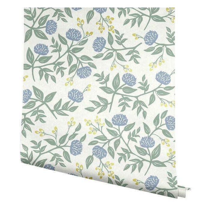 Rifle Paper Co Peonies Wallpaper - Periwinkle & Sage