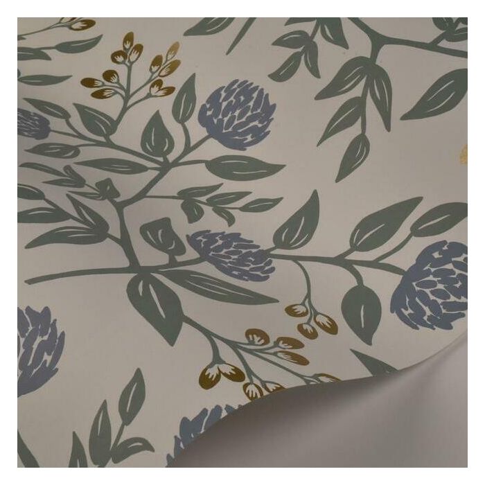 Rifle Paper Co Peonies Wallpaper - Periwinkle & Sage