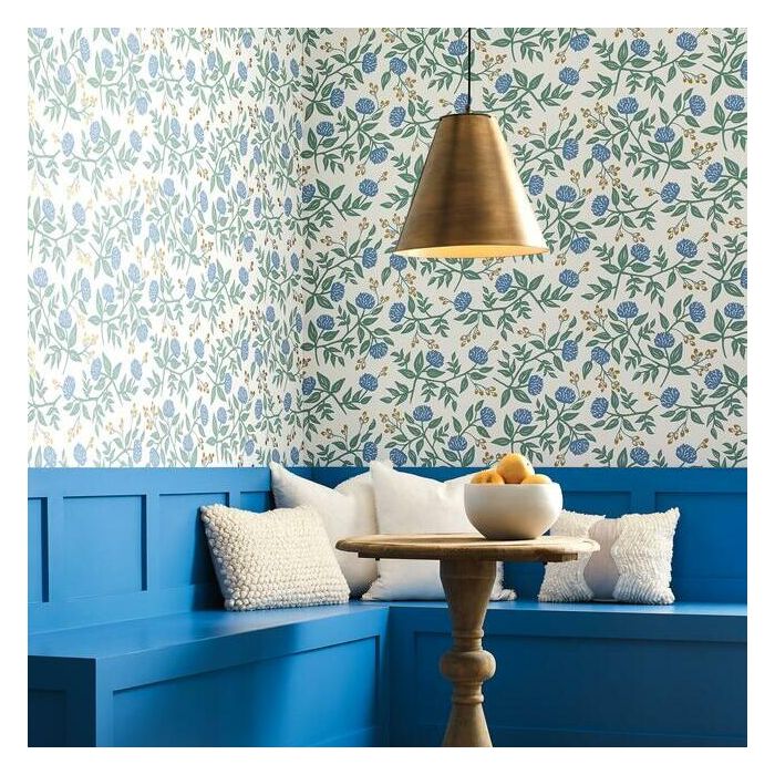 Rifle Paper Co Peonies Wallpaper - Periwinkle & Sage
