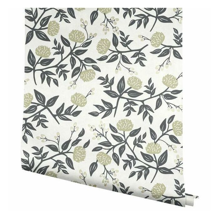 Rifle Paper Co Peonies Wallpaper -White & Black