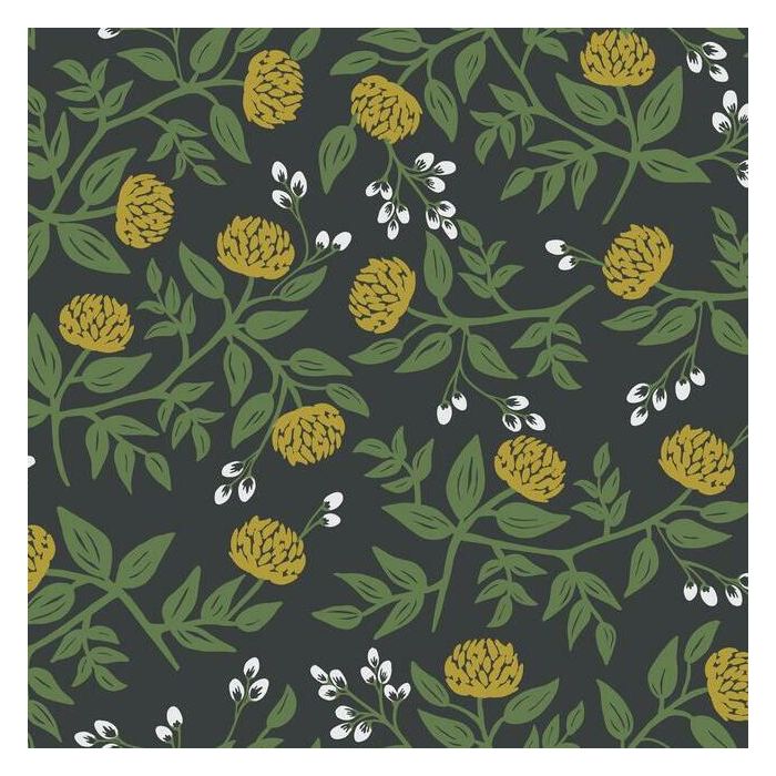 Rifle Paper Co Peonies Wallpaper - Black & Metallic Gold