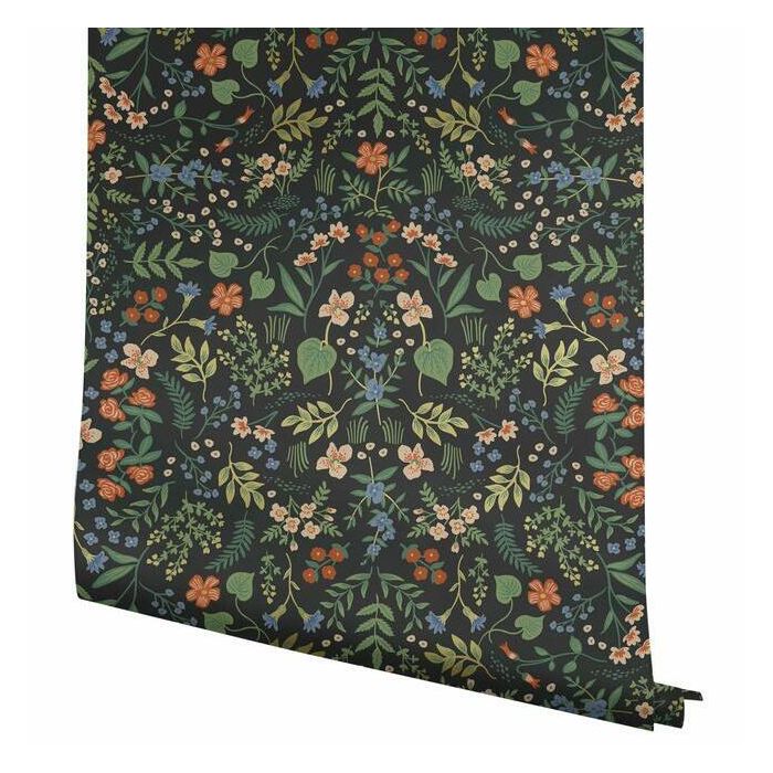 Rifle Paper Co Wildwood Wallpaper - Black Multi