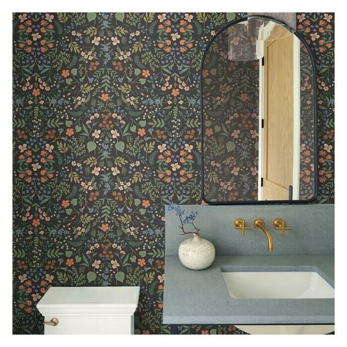 Rifle Paper Co Wildwood Wallpaper - Black Multi