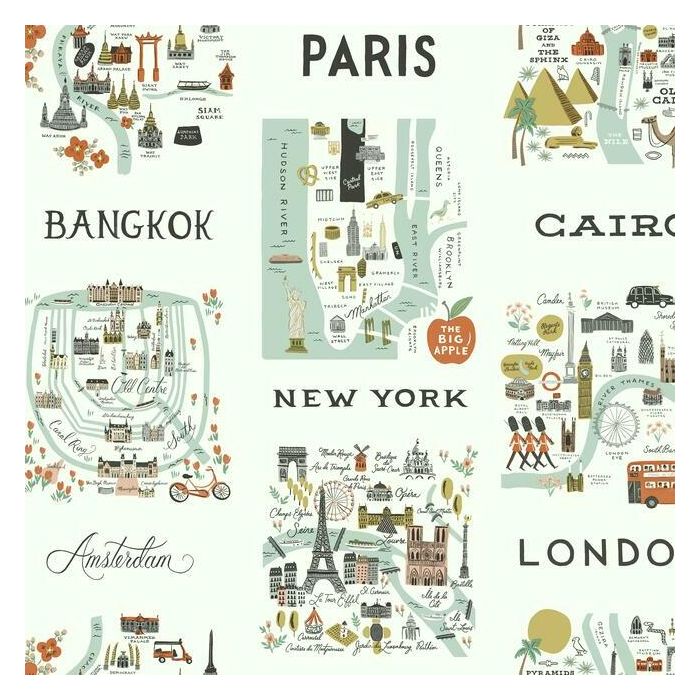 Rifle Paper Co City Maps Peel & Stick Wallpaper - Mint