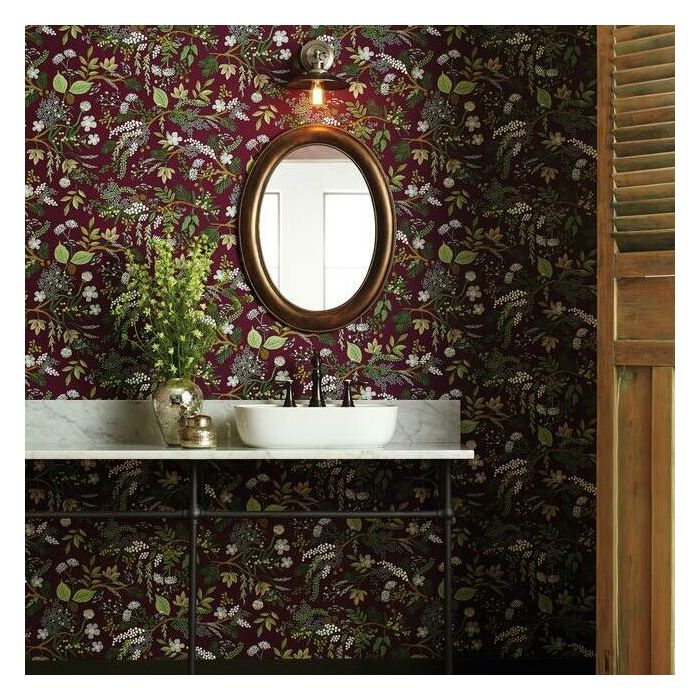 Rifle Paper Co Juniper Forest Wallpaper - Burgundy