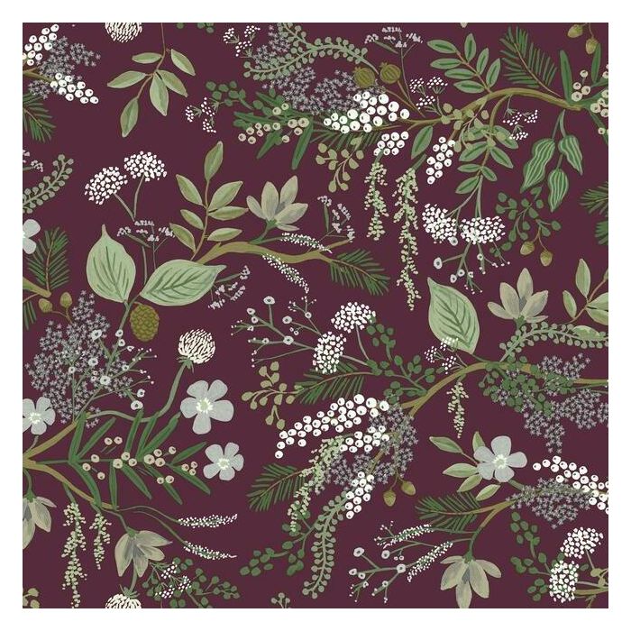Rifle Paper Co Juniper Forest Wallpaper - Burgundy