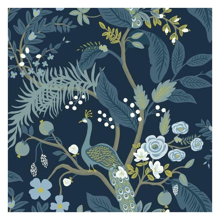 Rifle Paper Co Peacock Wallpaper - Navy