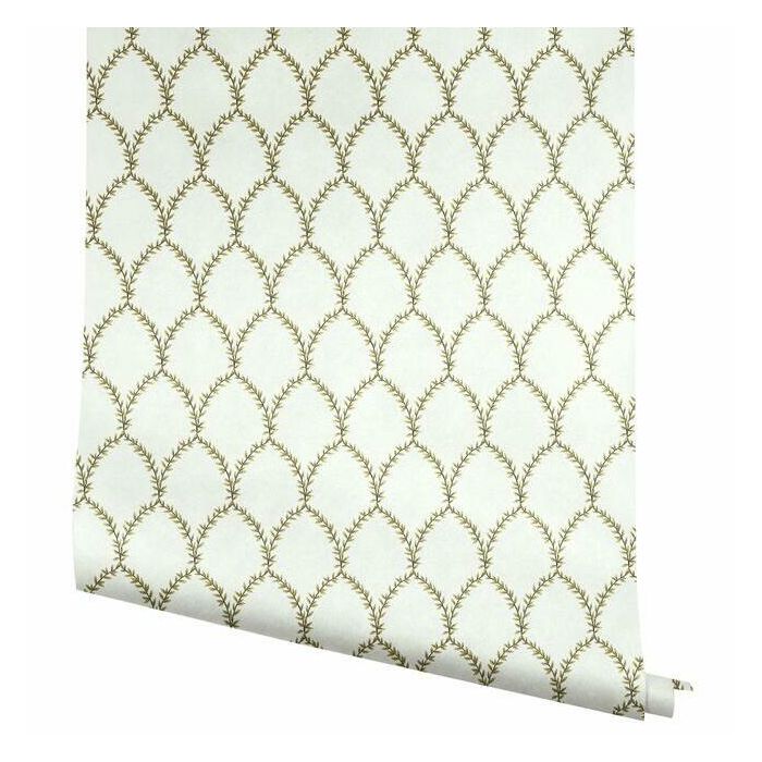 Rifle Paper Co Laurel Wallpaper - Metallic Gold & White