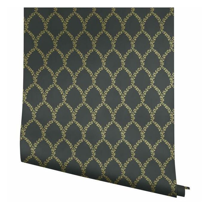 Rifle Paper Co Laurel Wallpaper - Metallic Gold & Black