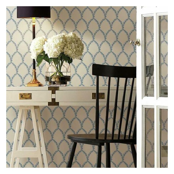 Rifle Paper Co Laurel Wallpaper - Blue & White