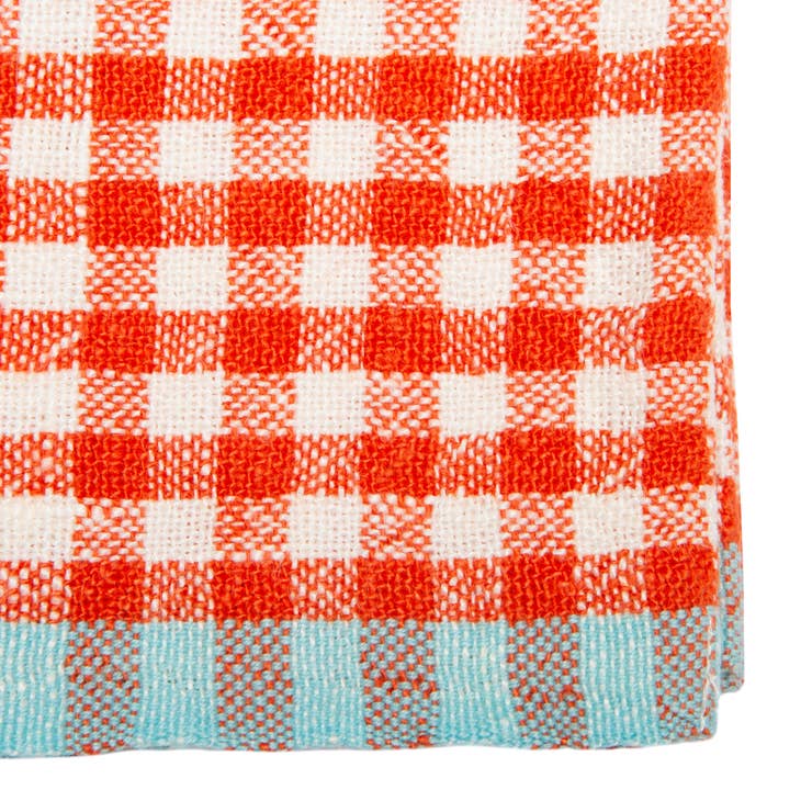 Two-Tone Gingham Napkins - Orange / Aqua