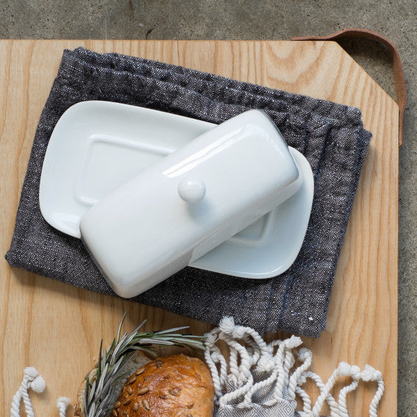 Rectangle Butter Dish - White