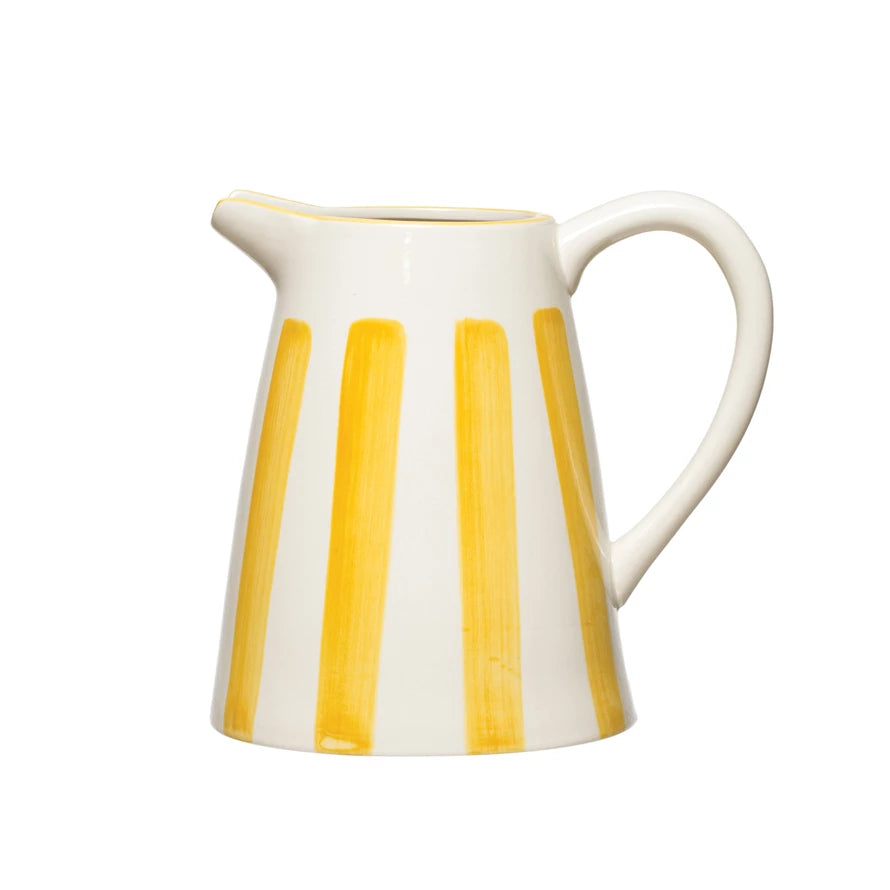 Stoneware Pitcher - Yellow Stripe