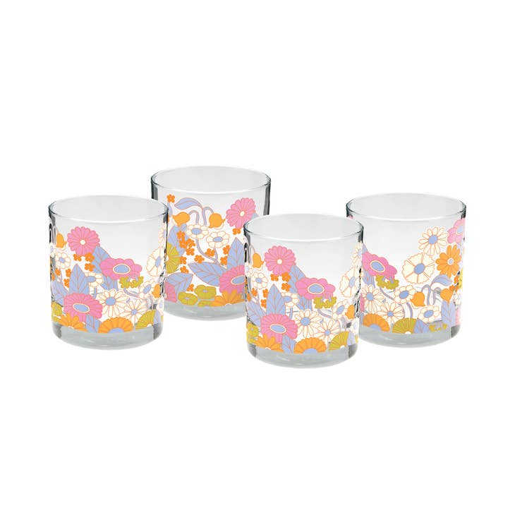 Gathering Flowers Rocks Glass