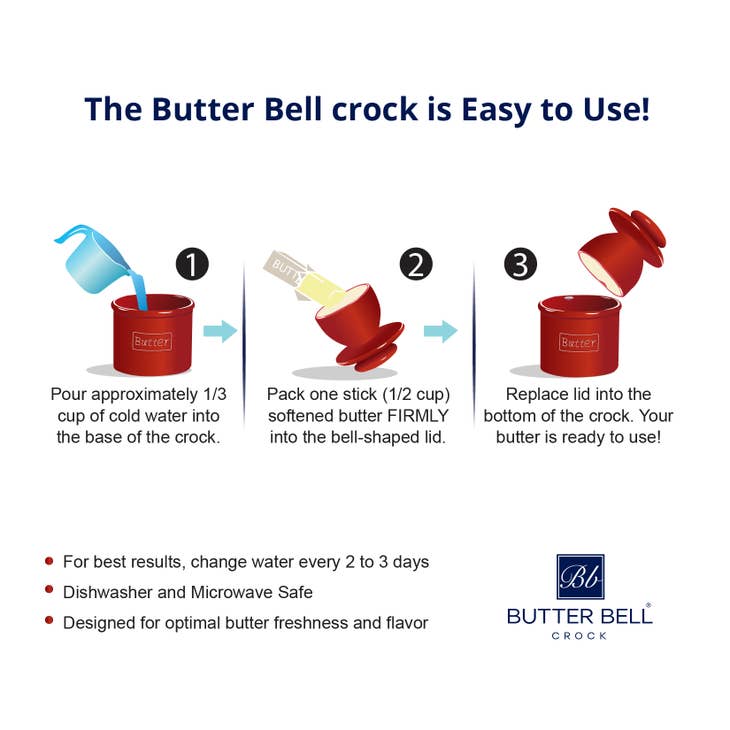 Cafe Butter Bell Crock - Cobalt Blue