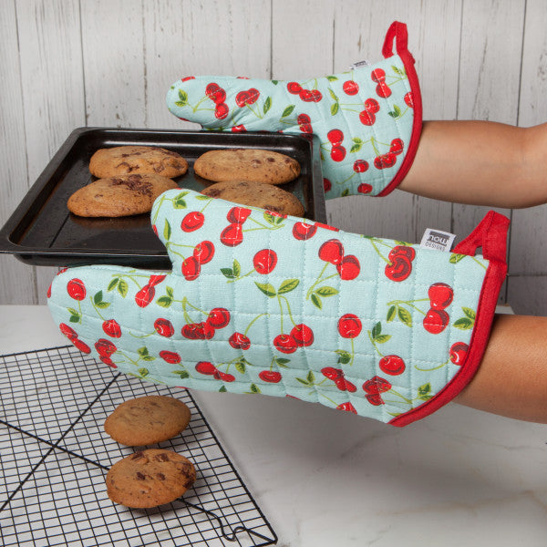 Pot Holder Oven Mitt Set - Cherries