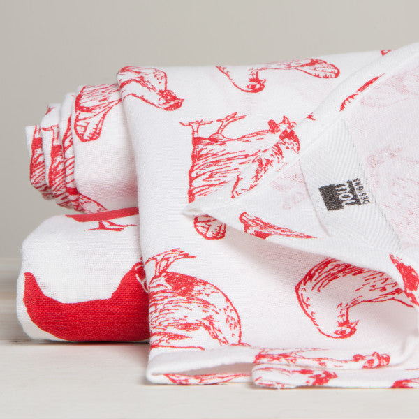 Color Center Floursack Set - Red Chickens