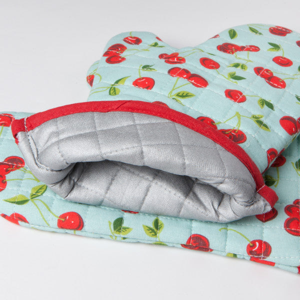 Pot Holder Oven Mitt Set - Cherries