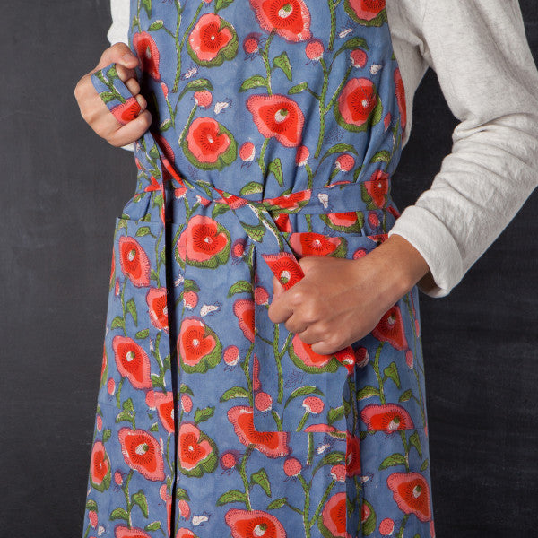Heirloom Apron - Block Print Poppy