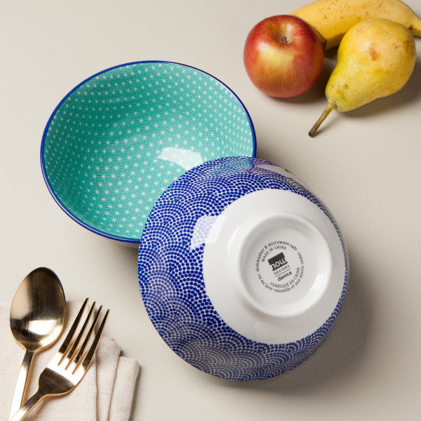 Stamped Bowl - Blue Wave