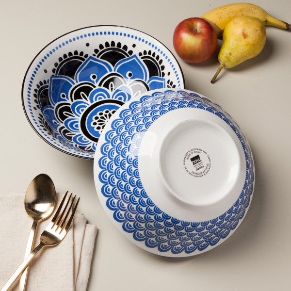 Stamped Serving Bowl - Blue Floral