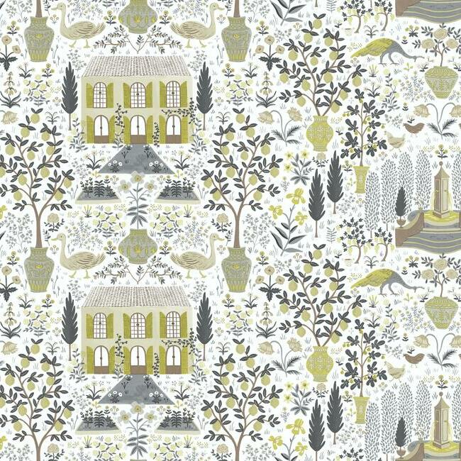 Rifle Paper Co Camont Wallpaper - Linen & Metallic Gold