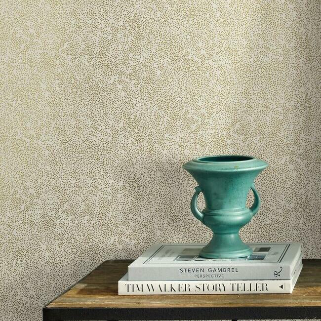 Rifle Paper Co Champagne Dots Wallpaper - Metallic Gold & White