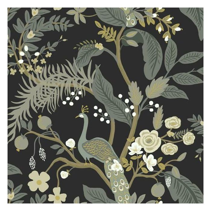 Rifle Paper Co Peacock Wallpaper - Black