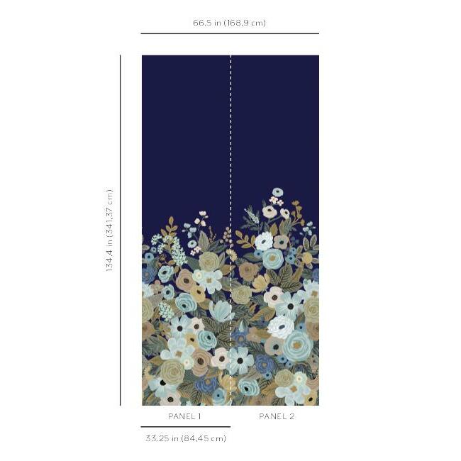 Rifle Paper Co Garden Party Wallpaper Mural - Navy