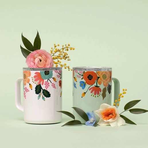 Rifle Paper Co x Corkcicle Travel Mug - Lively Floral Cream