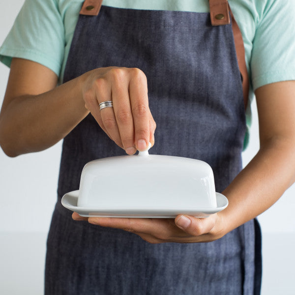 White porcelain clearance butter dish