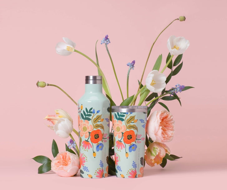 Rifle Paper Co x Corkcicle Canteen - Mint Lively Floral