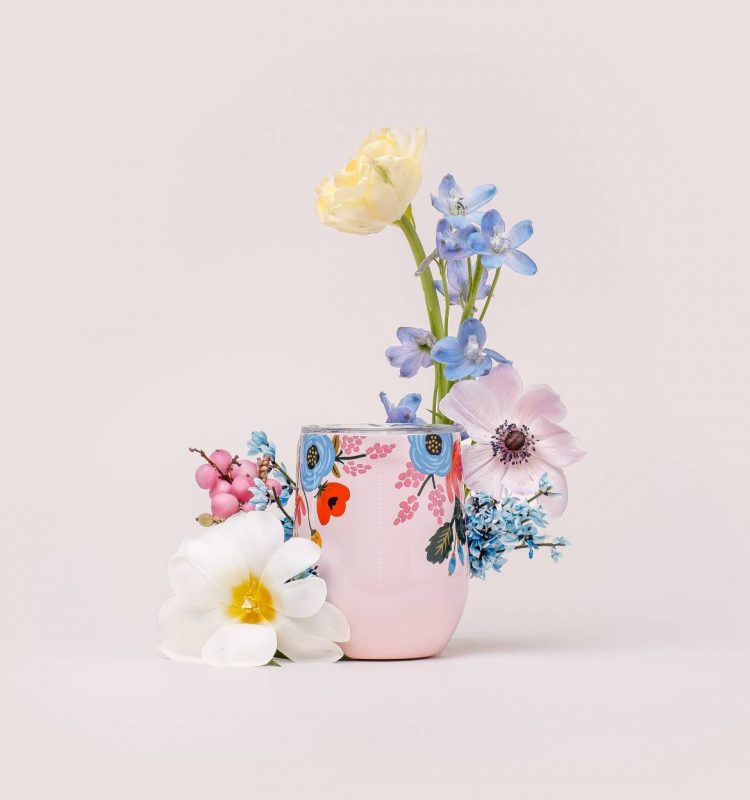 Rifle Paper Co x Corkcicle Stemless Tumbler - Lively Floral Pink