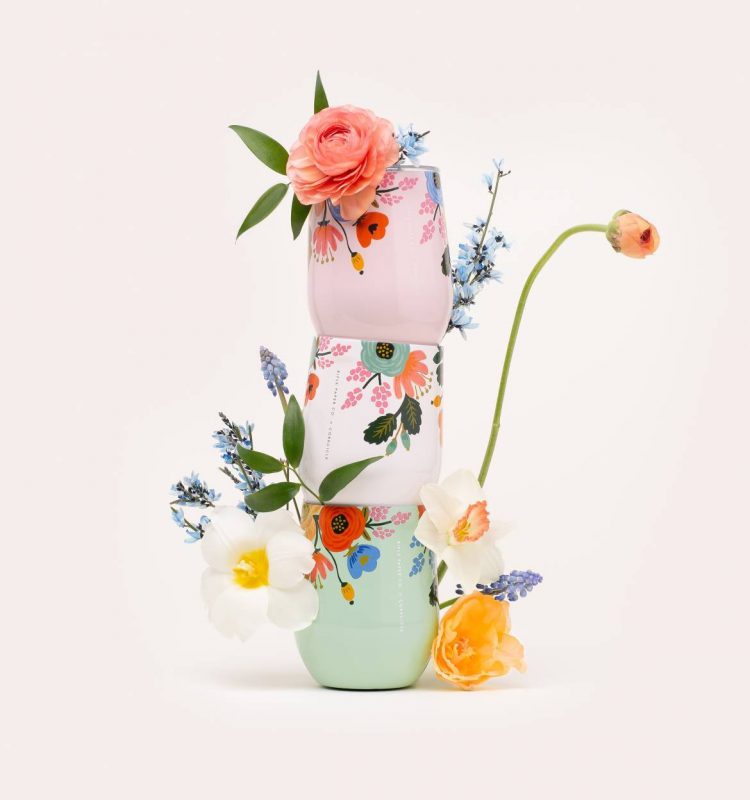 Rifle Paper Co x Corkcicle Stemless Tumbler - Lively Floral Cream