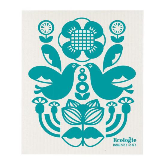 Swedish Dishcloth - Teal Birds