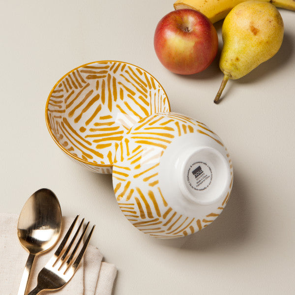 Coupe Stamped Bowl - Ochre Lines
