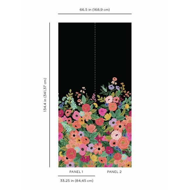 Rifle Paper Co Garden Party Wallpaper Mural - Black