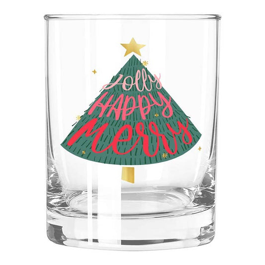 Double Old Fashioned Glass - Jolly Happy Merry