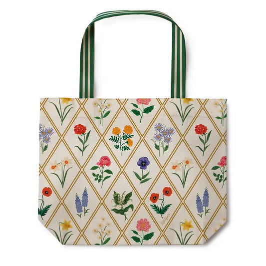 Rifle Paper Co East West Canvas Tote Bag - Garden Study