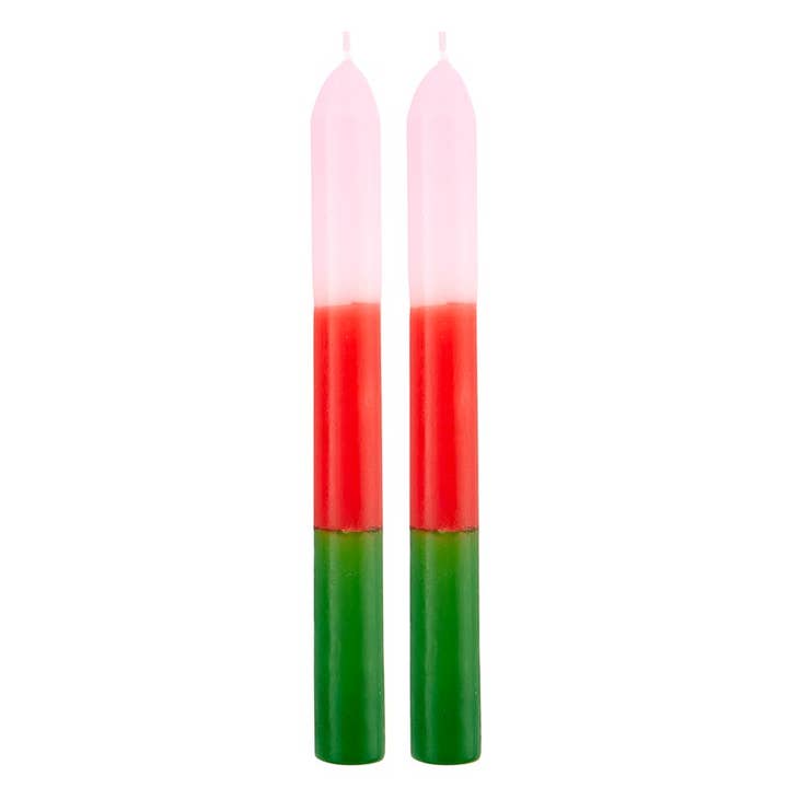 Tapered Candle Set - Pink, Red, Green Ombre