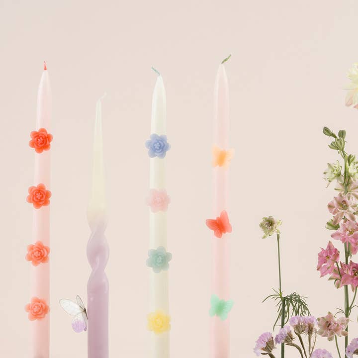 Pastel Flower Taper Candles - AS IS - Final Sale