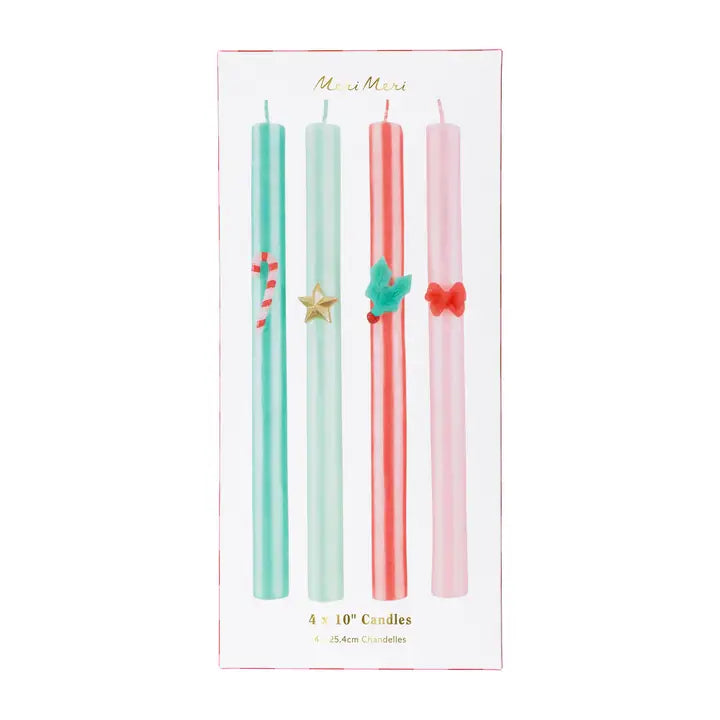 Festive Striped Table Candles