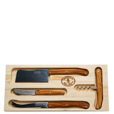 Jean Dubost 4pc Cheese and Wine Set - Olive Wood