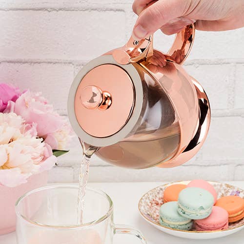 Shelby Rose Gold Wrapped Tea Pot