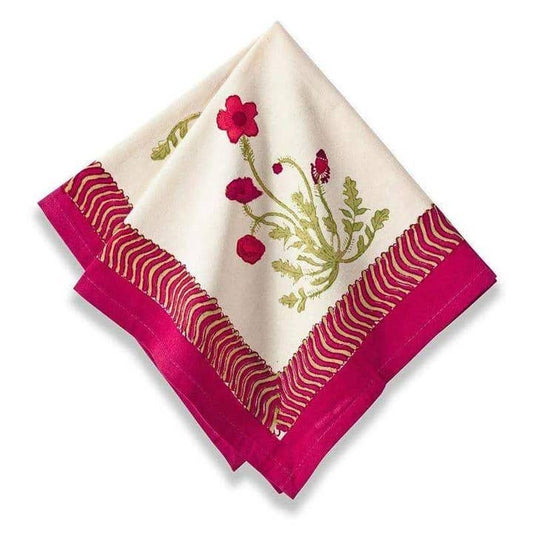 Napkin Set - Poppies Red/Green