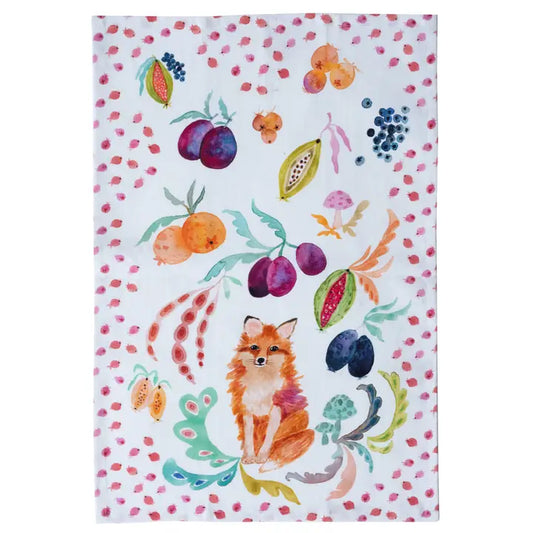 Fox in the Orchard Tea Towel