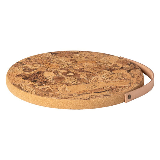 Cork Trivet with Leather Handle - Large