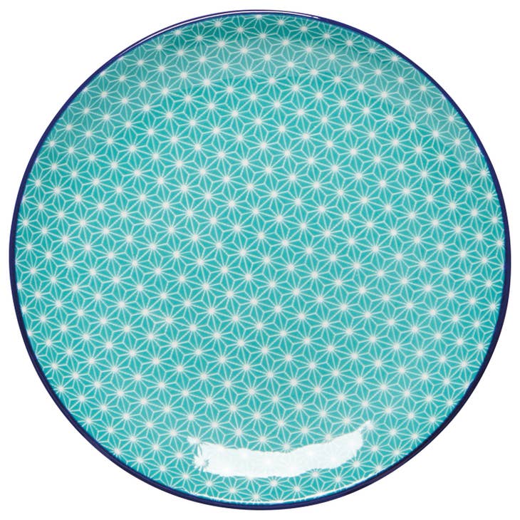 Stamped Appetizer Plate - Aqua Stars